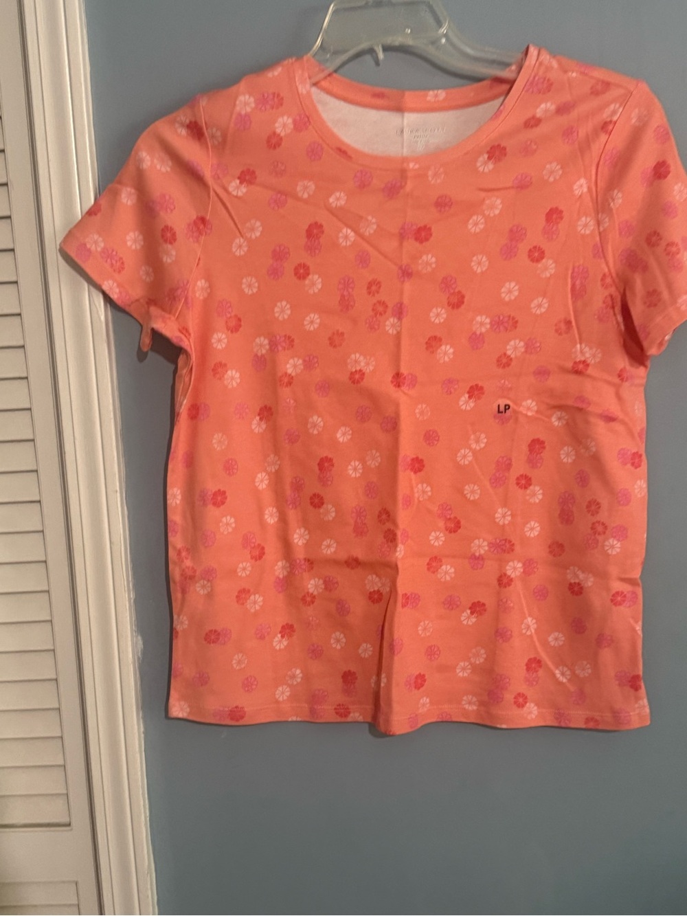 Laura Scott Orange Top with Pink & White Floral Print